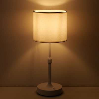 Modern Minimalist Liftable Cylindrical Metal Fabric 1-Light Table Lamp for Bedroom