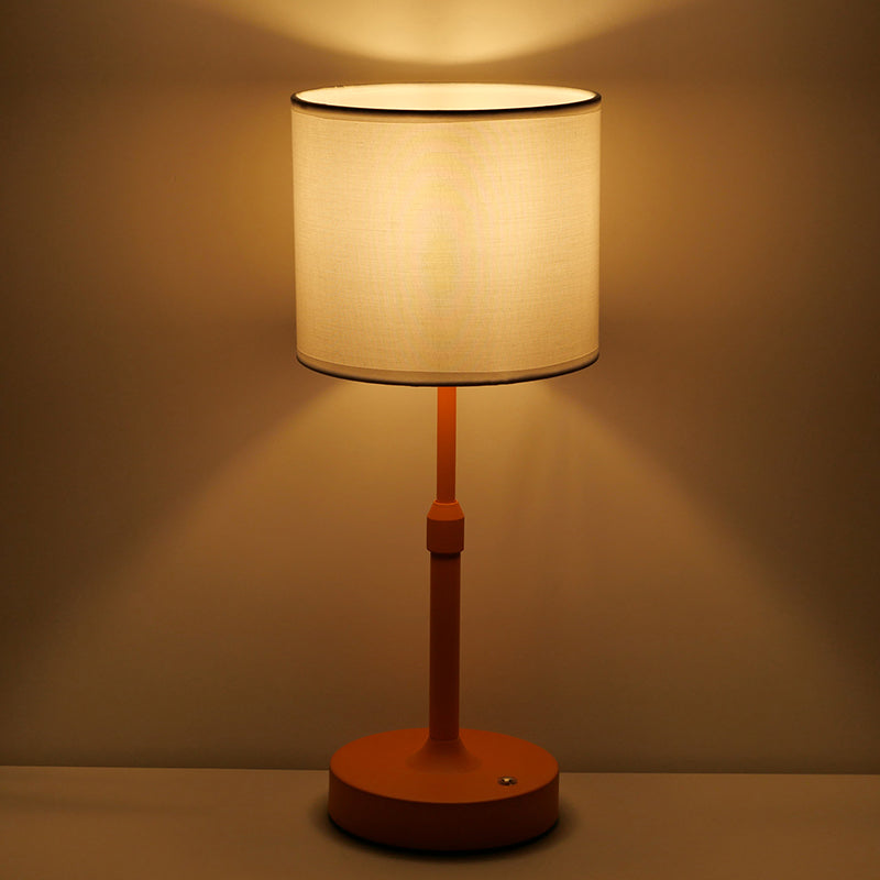 Modern Minimalist Liftable Cylindrical Metal Fabric 1-Light Table Lamp for Bedroom