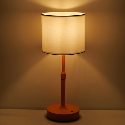 Modern Minimalist Liftable Cylindrical Metal Fabric 1-Light Table Lamp for Bedroom