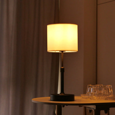 Modern Minimalist Liftable Cylindrical Metal Fabric 1-Light Table Lamp for Bedroom