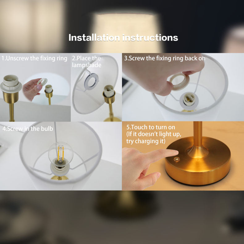Lampe de table moderne minimaliste en métal cylindrique relevable avec tissu 1 lumière pour chambre 