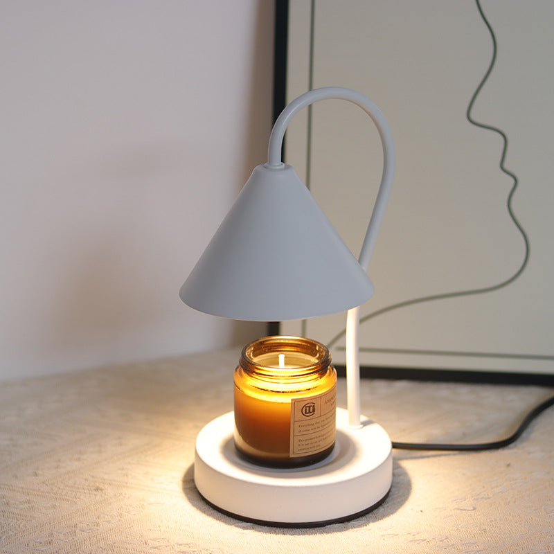 Contemporary Nordic Cone Iron Glass Rubberwood 1-Light Melting Wax Table Lamp For Bedroom