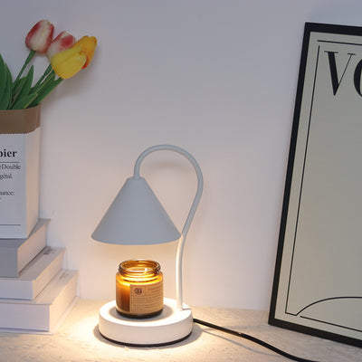 Contemporary Nordic Cone Iron Glass Rubberwood 1-Light Melting Wax Table Lamp For Bedroom