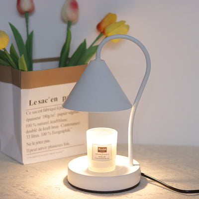Contemporary Nordic Cone Iron Glass Rubberwood 1-Light Melting Wax Table Lamp For Bedroom