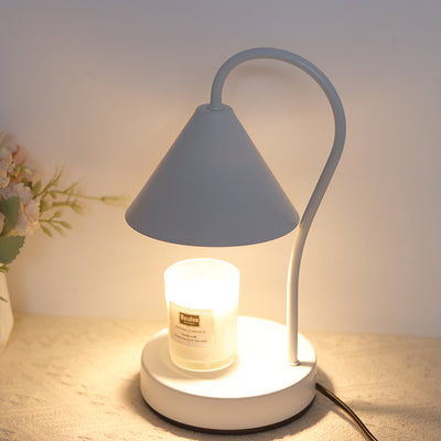 Contemporary Nordic Cone Iron Glass Rubberwood 1-Light Melting Wax Table Lamp For Bedroom