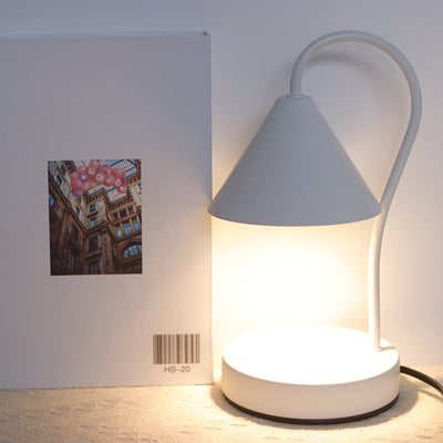 Contemporary Nordic Cone Iron Glass Rubberwood 1-Light Melting Wax Table Lamp For Bedroom