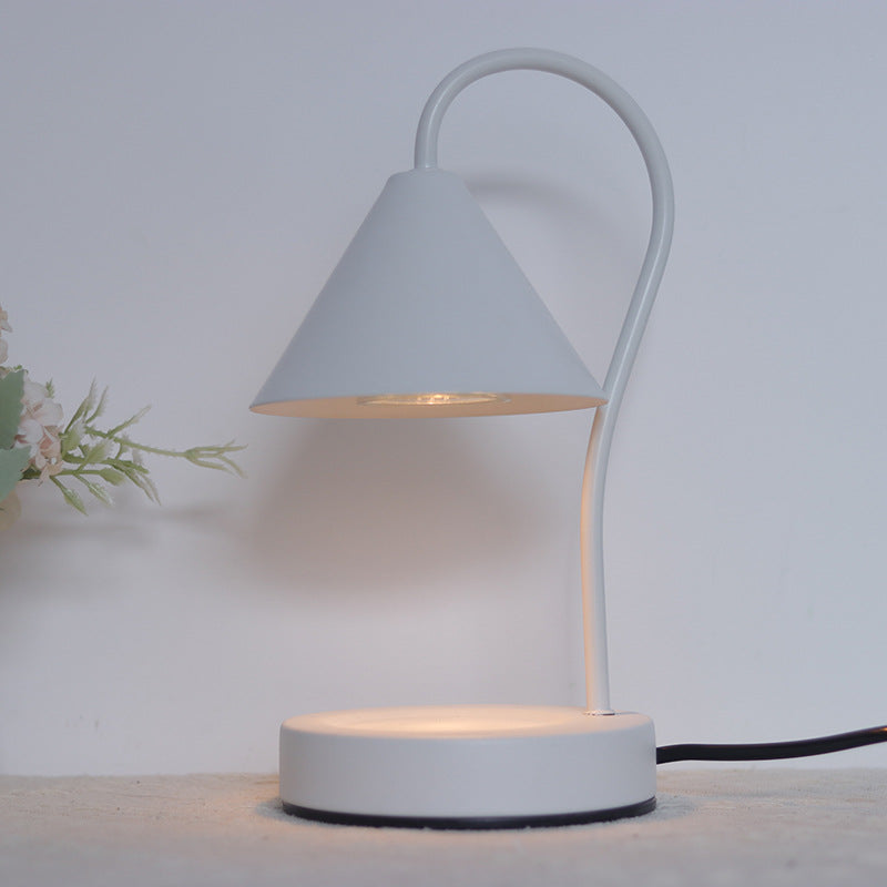 Contemporary Nordic Cone Iron Glass Rubberwood 1-Light Melting Wax Table Lamp For Bedroom