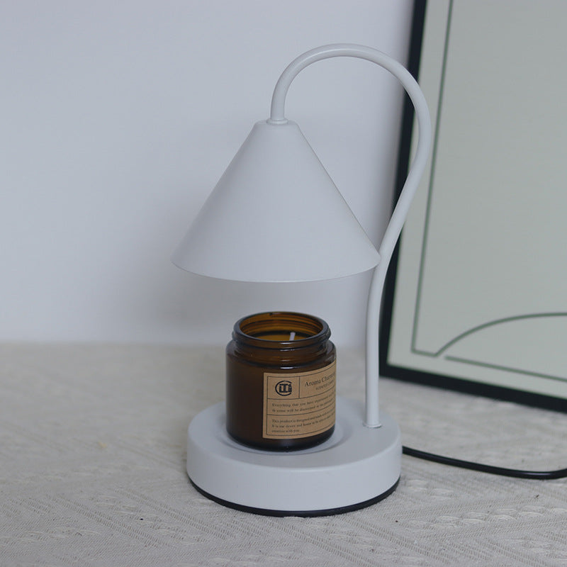 Contemporary Nordic Cone Iron Glass Rubberwood 1-Light Melting Wax Table Lamp For Bedroom