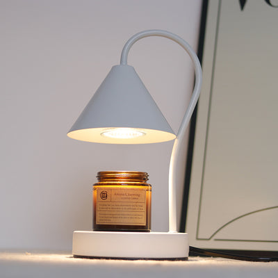Contemporary Nordic Cone Iron Glass Rubberwood 1-Light Melting Wax Table Lamp For Bedroom