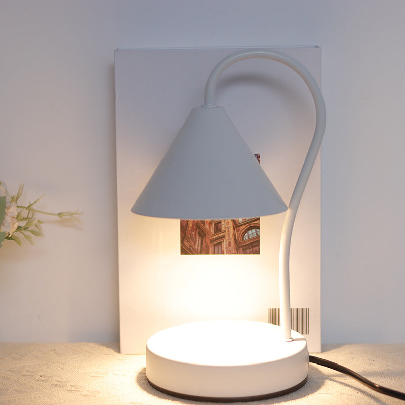 Contemporary Nordic Cone Iron Glass Rubberwood 1-Light Melting Wax Table Lamp For Bedroom