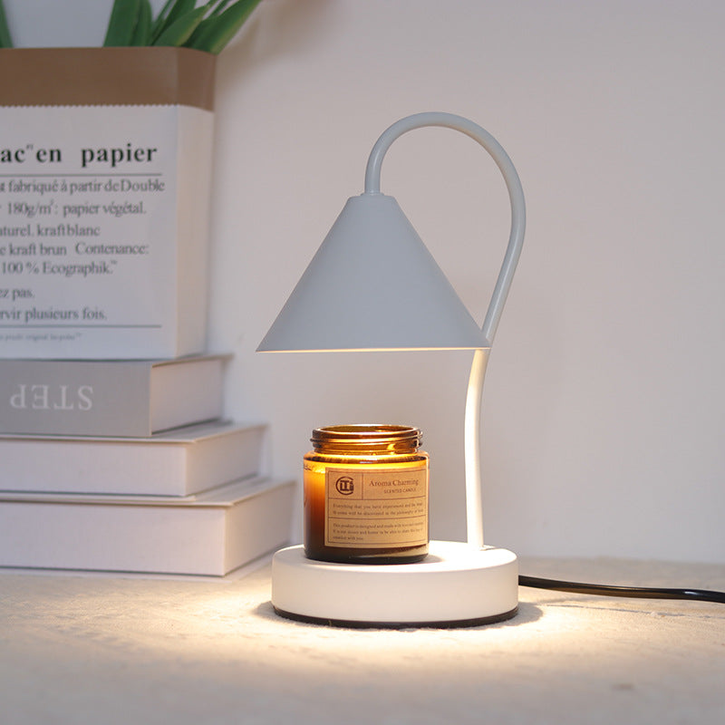 Contemporary Nordic Cone Iron Glass Rubberwood 1-Light Melting Wax Table Lamp For Bedroom