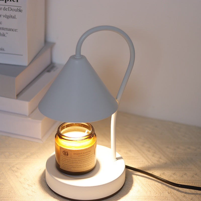Contemporary Nordic Cone Iron Glass Rubberwood 1-Light Melting Wax Table Lamp For Bedroom