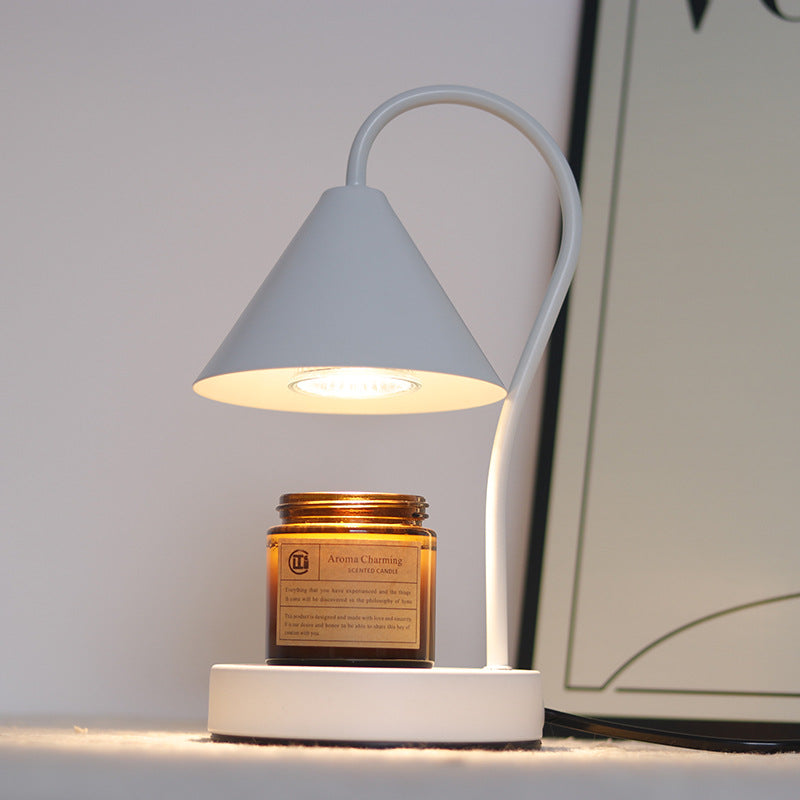 Contemporary Nordic Cone Iron Glass Rubberwood 1-Light Melting Wax Table Lamp For Bedroom