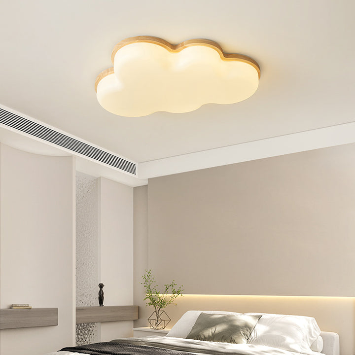 Plafonnier LED en acrylique en forme de nuage minimaliste moderne pour chambre d'enfant en bois de caoutchouc 