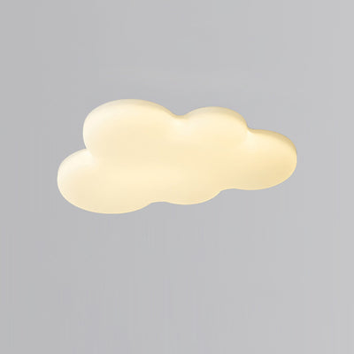 Modern Minimalist Kids Cloud-Shaped Rubberwood Acrylic LED Flush Mount Ceiling Light For Bedroom