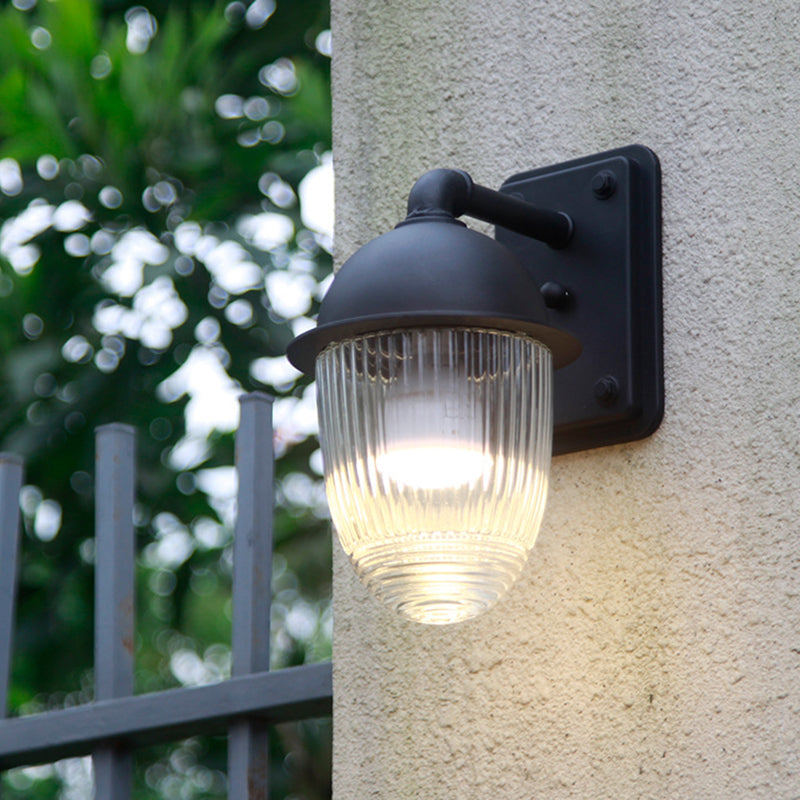 Moderne minimalistische wasserdichte nussförmige Aluminium-Glas 1-Licht Außenwandleuchte für Gärten 