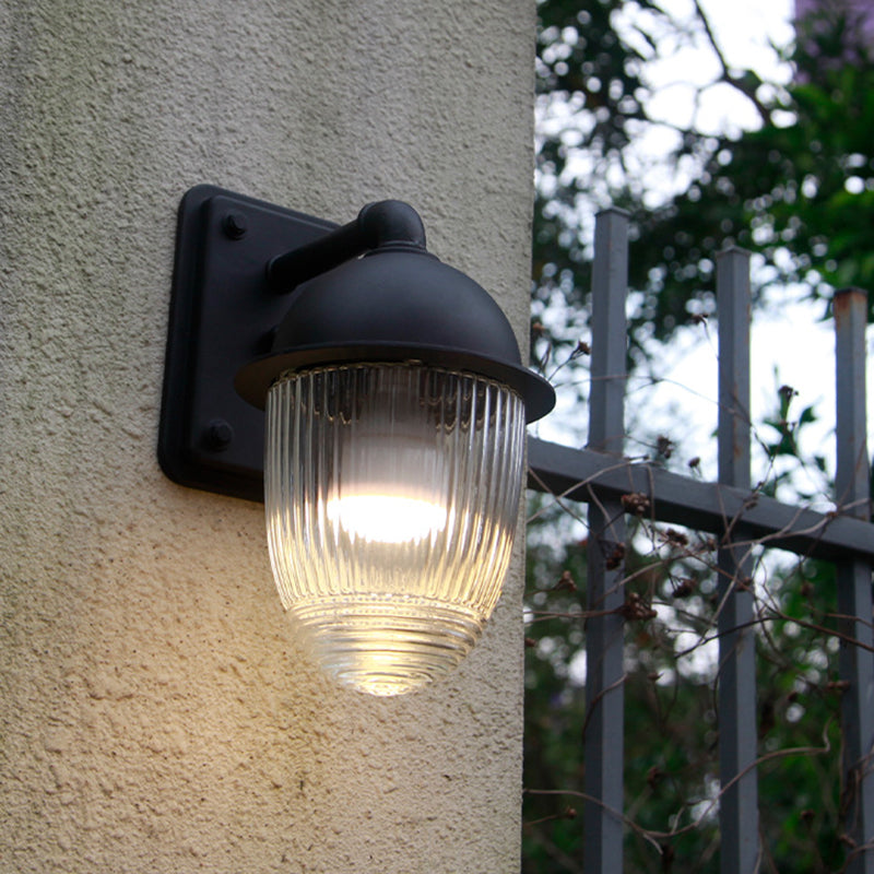 Modern Minimalist Waterproof Nut-Shaped Aluminum Glass 1-Light Outdoor Wall Sconce Lamp For Gardens