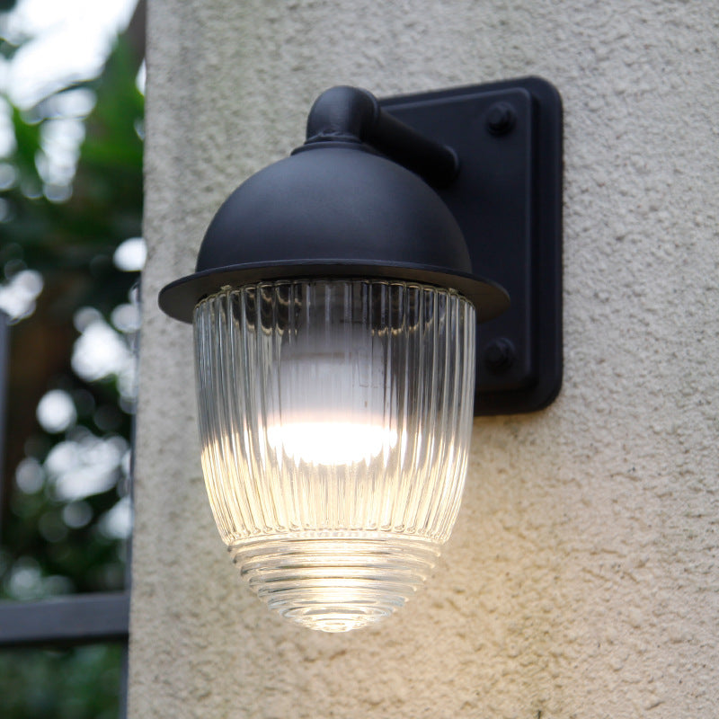 Modern Minimalist Waterproof Nut-Shaped Aluminum Glass 1-Light Outdoor Wall Sconce Lamp For Gardens