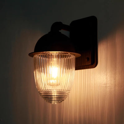 Modern Minimalist Waterproof Nut-Shaped Aluminum Glass 1-Light Outdoor Wall Sconce Lamp For Gardens