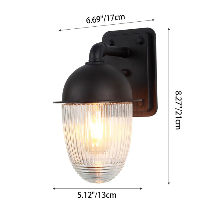 Lampe murale extérieure moderne minimaliste étanche en verre et aluminium en forme de noix à 1 lumière pour jardins 