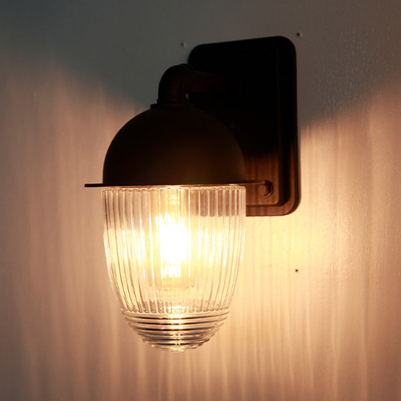 Moderne minimalistische wasserdichte nussförmige Aluminium-Glas 1-Licht Außenwandleuchte für Gärten 