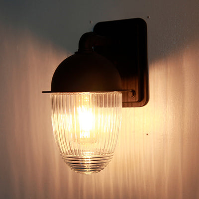 Modern Minimalist Waterproof Nut-Shaped Aluminum Glass 1-Light Outdoor Wall Sconce Lamp For Gardens