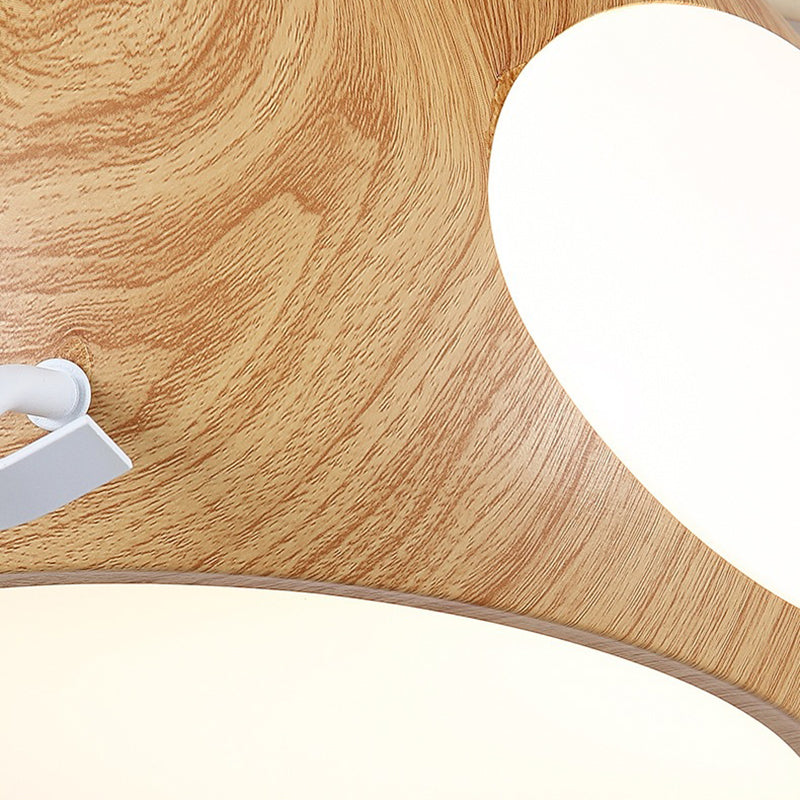 Contemporary Creative Kids Airplane-Shaped Wooden Iron Acrylic LED Downrods Ceiling Fan Light For Bedroom