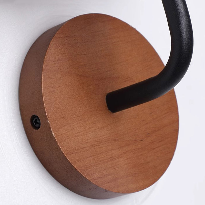 Traditional Vintage Round Mushroom Metal Walnut Travertine LED Wall Sconce Lamp For Bedroom