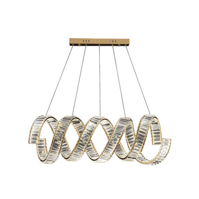Traditional Luxury Circular Spring-Shaped Stainless Steel Iron Crystal LED Chandeliers Island Light For Dining Room