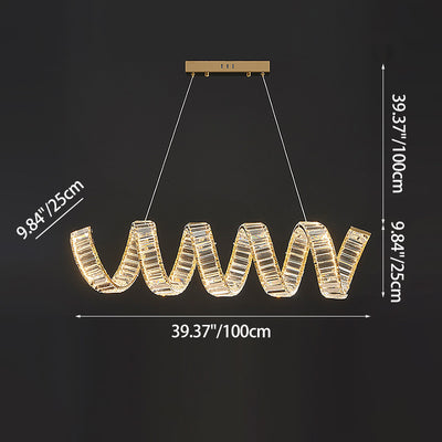 Traditional Luxury Circular Spring-Shaped Stainless Steel Iron Crystal LED Chandeliers Island Light For Dining Room