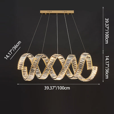 Traditional Luxury Circular Spring-Shaped Stainless Steel Iron Crystal LED Chandeliers Island Light For Dining Room