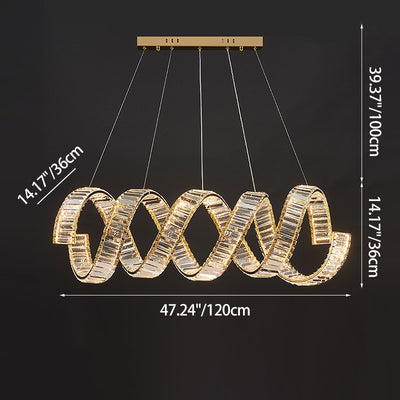 Traditional Luxury Circular Spring-Shaped Stainless Steel Iron Crystal LED Chandeliers Island Light For Dining Room