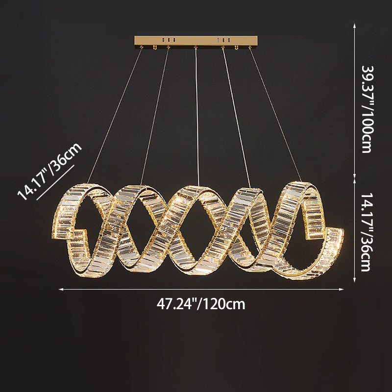 Traditional Luxury Circular Spring-Shaped Stainless Steel Iron Crystal LED Chandeliers Island Light For Dining Room