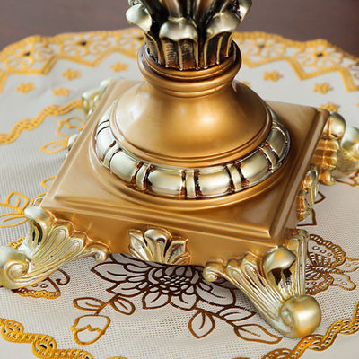 Traditional Luxury Flower-Shaped Cylindrical Metal Resin Fabric 1-Light Table Lamp For Bedroom