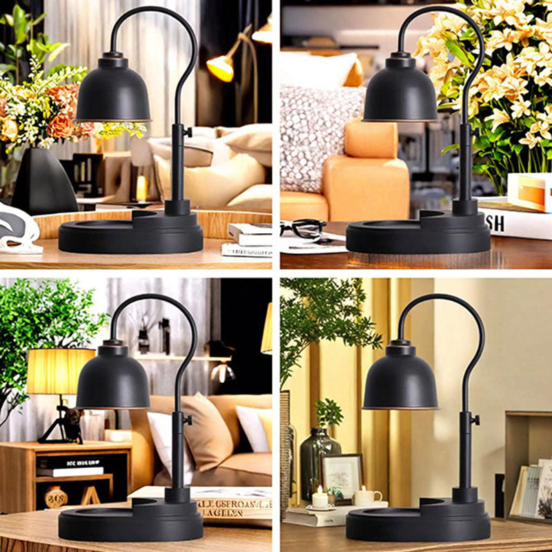 Contemporary Nordic Liftable Round Metal Rubber Wood 1-Light Melting Wax Table Lamp For Bedroom