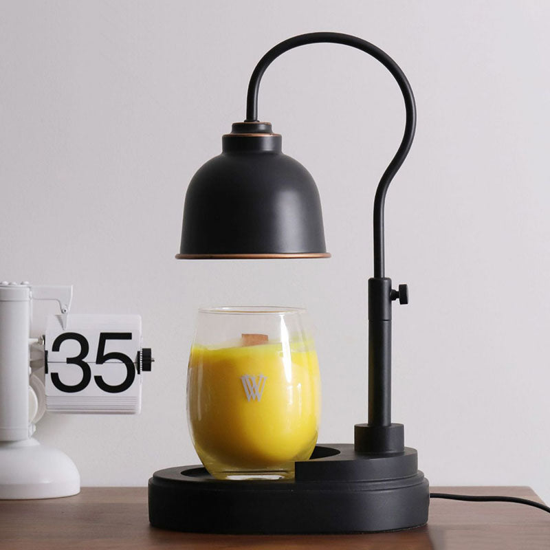 Contemporary Nordic Liftable Round Metal Rubber Wood 1-Light Melting Wax Table Lamp For Bedroom