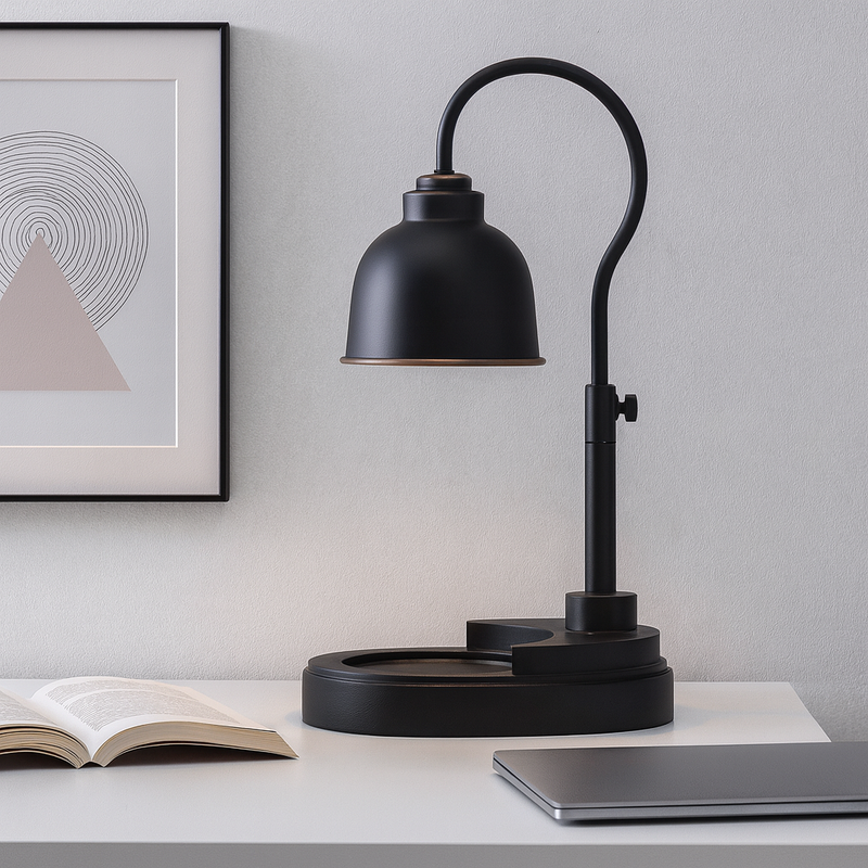 Contemporary Nordic Liftable Round Metal Rubber Wood 1-Light Melting Wax Table Lamp For Bedroom