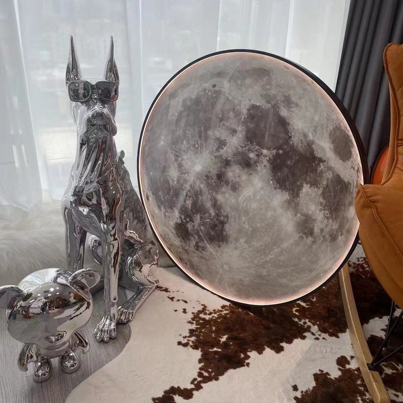 Contemporary Creative Round Moon Pattern Iron Acrylic LED Wall Sconce Lamp For Bedroom