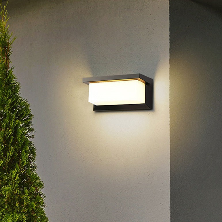 Modern Minimalist Waterproof Rectangle Aluminum Acrylic LED Outdoor Wall Sconce Lamp For Gardens