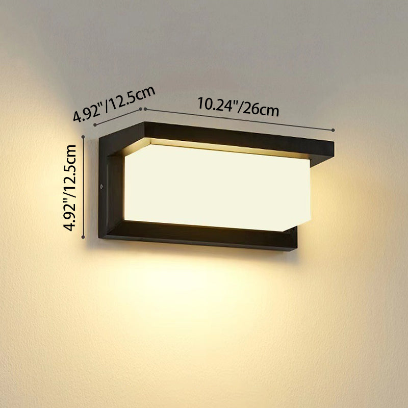Modern Minimalist Waterproof Rectangle Aluminum Acrylic LED Outdoor Wall Sconce Lamp For Gardens