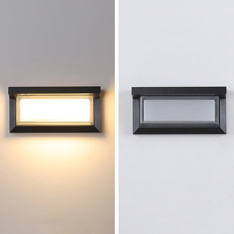 Moderne minimalistische wasserdichte rechteckige Aluminium-Acryl-LED-Außenwandleuchte für Gärten 