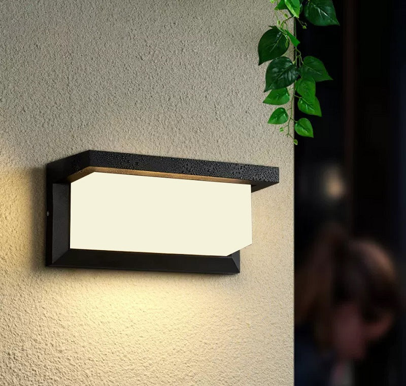 Modern Minimalist Waterproof Rectangle Aluminum Acrylic LED Outdoor Wall Sconce Lamp For Gardens