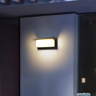 Modern Minimalist Waterproof Rectangle Aluminum Acrylic LED Outdoor Wall Sconce Lamp For Gardens