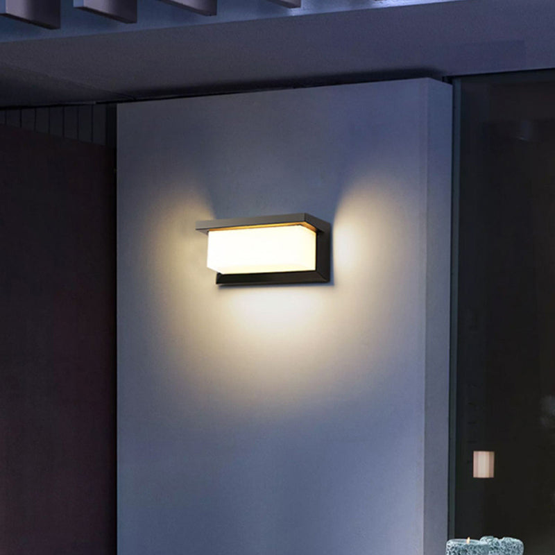 Modern Minimalist Waterproof Rectangle Aluminum Acrylic LED Outdoor Wall Sconce Lamp For Gardens