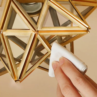 Contemporary Creative Geometric Star Copper Glass 1-Light Chandelier For Hallway