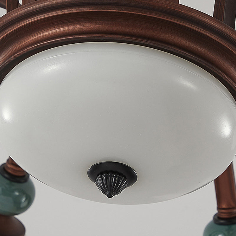 Traditional Vintage Multi-Flower Metal Glass 4/7/9/11-Light Semi-Flush Mount Ceiling Light For Living Room
