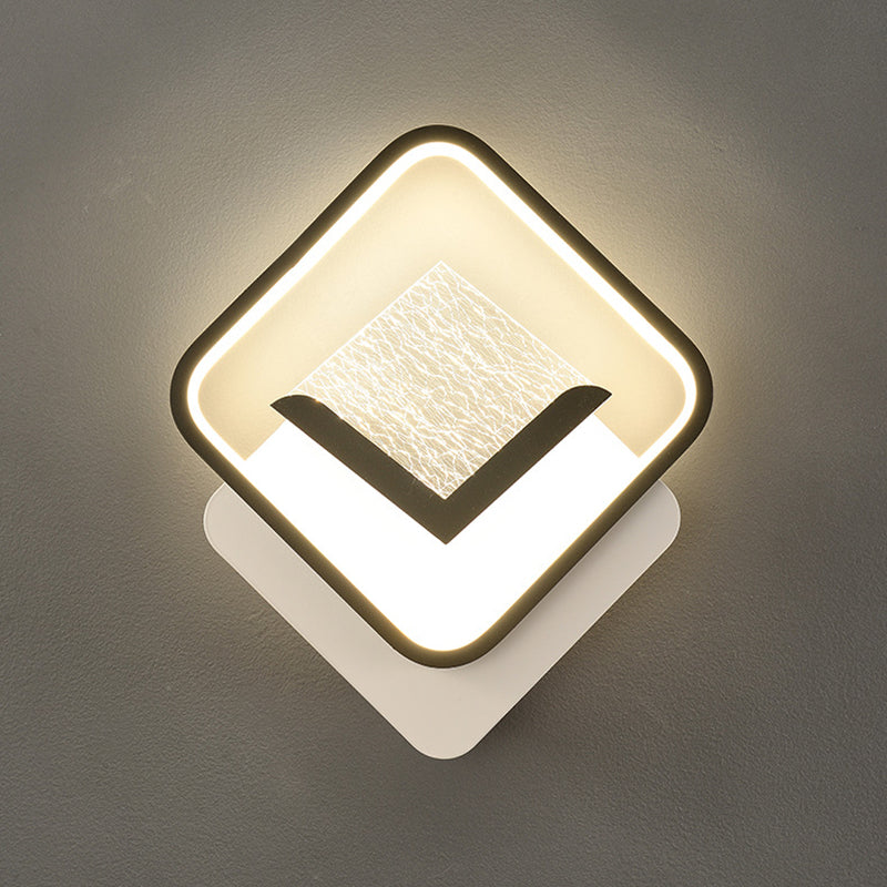 Modern Minimalist Diamond Feather Crack Pattern Iron Acrylic PVC LED Wall Sconce Lamp For Bedroom
