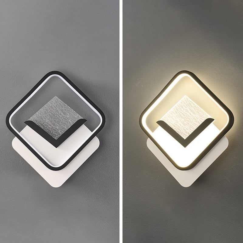 Modern Minimalist Diamond Feather Crack Pattern Iron Acrylic PVC LED Wall Sconce Lamp For Bedroom