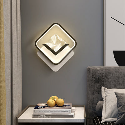 Modern Minimalist Diamond Feather Crack Pattern Iron Acrylic PVC LED Wall Sconce Lamp For Bedroom