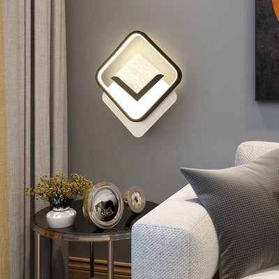Modern Minimalist Diamond Feather Crack Pattern Iron Acrylic PVC LED Wall Sconce Lamp For Bedroom